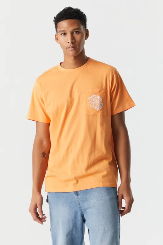 Embroidered Summer Vibes Pocket T-Shirt sold by Charlotte Russe