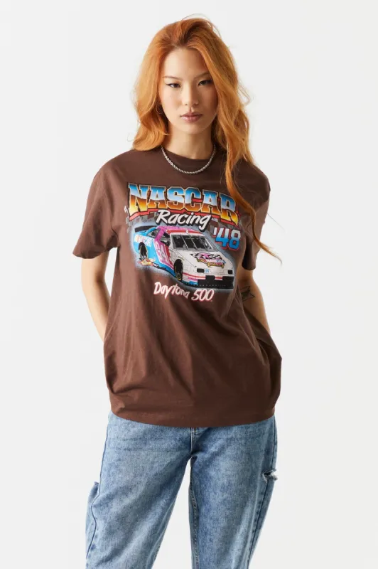 NASCAR Racing Graphic Oversized T-Shirt sold by Charlotte Russe