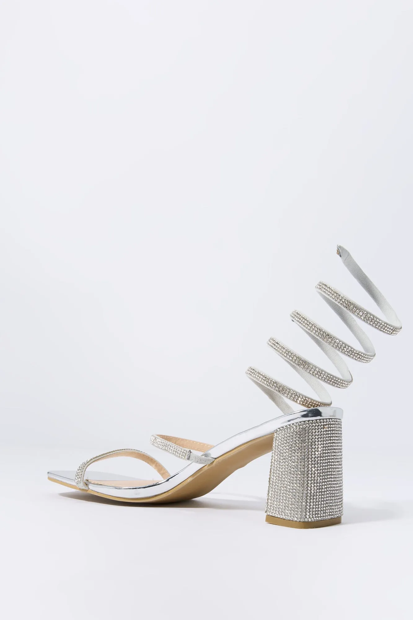Silver Rhinestone Wrap Up Heel sold by Charlotte Russe product image thumbnail 3