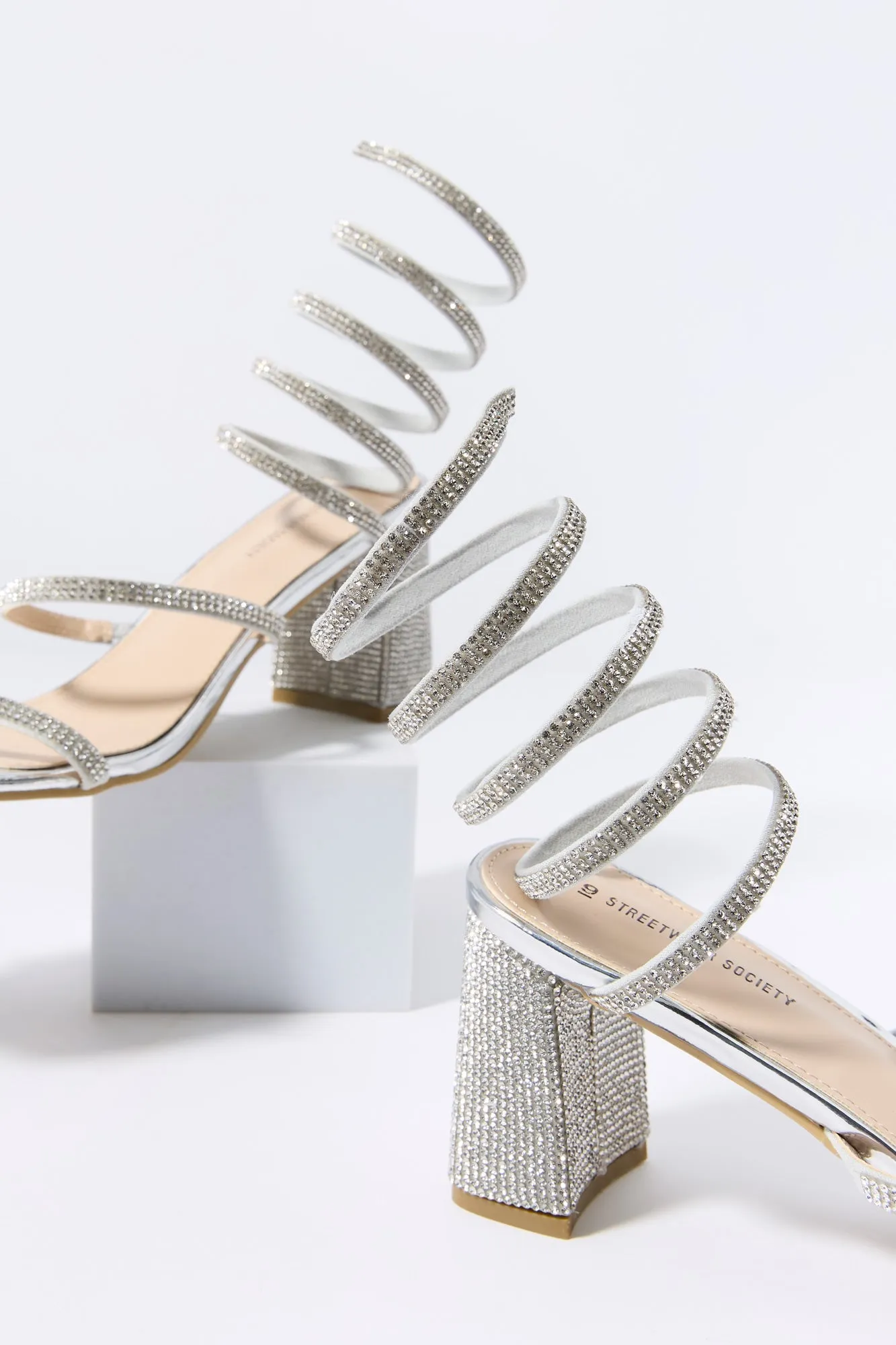 Silver Rhinestone Wrap Up Heel sold by Charlotte Russe product image thumbnail 4