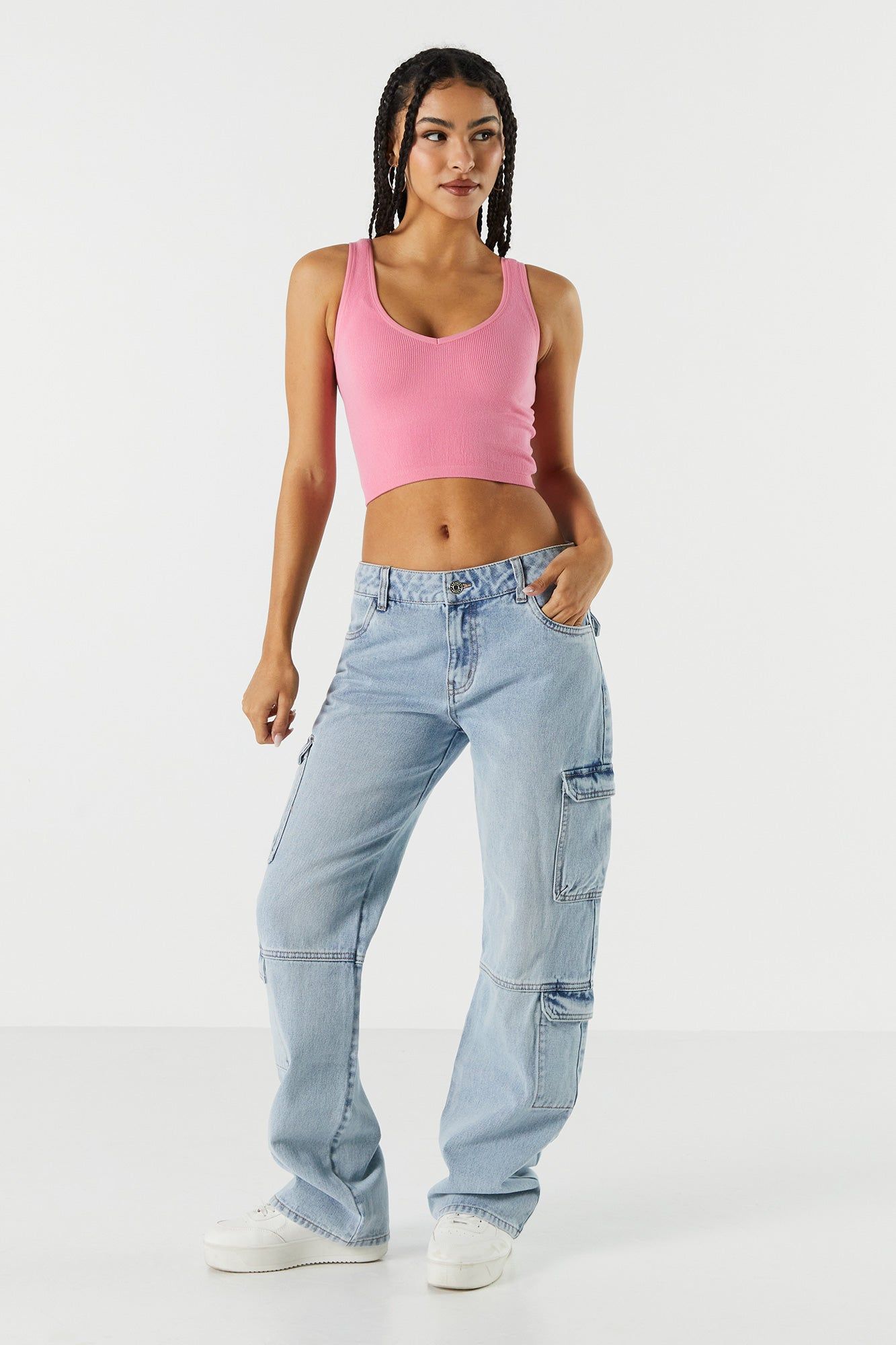 V-Neck Seamless Cropped Tank sold by Charlotte Russe product image thumbnail 9