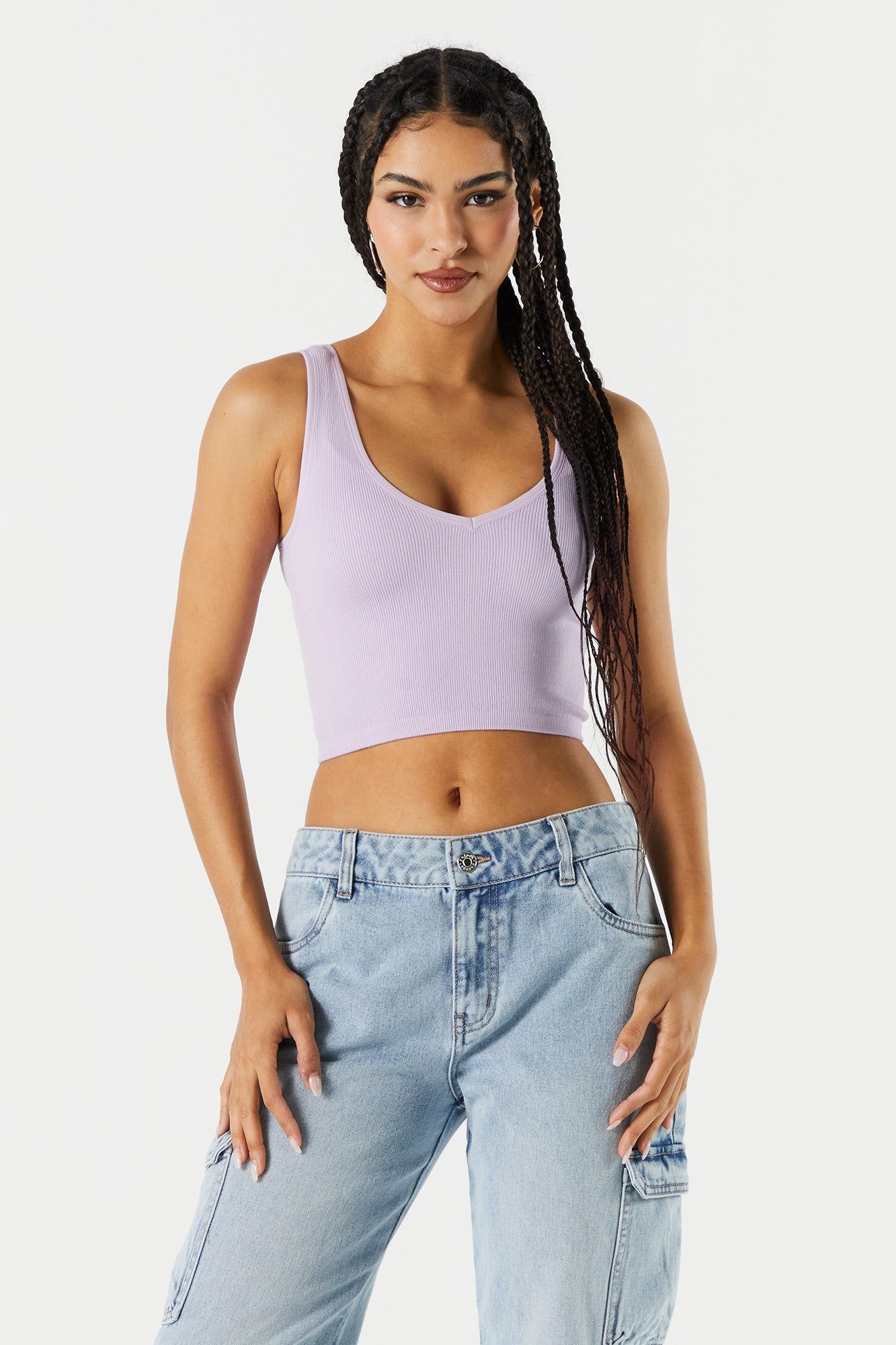 V-Neck Seamless Cropped Tank sold by Charlotte Russe product image thumbnail 4