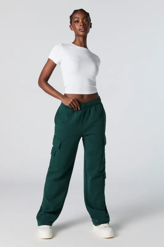 Fleece Wide Leg Cargo Sweatpant sold by Charlotte Russe