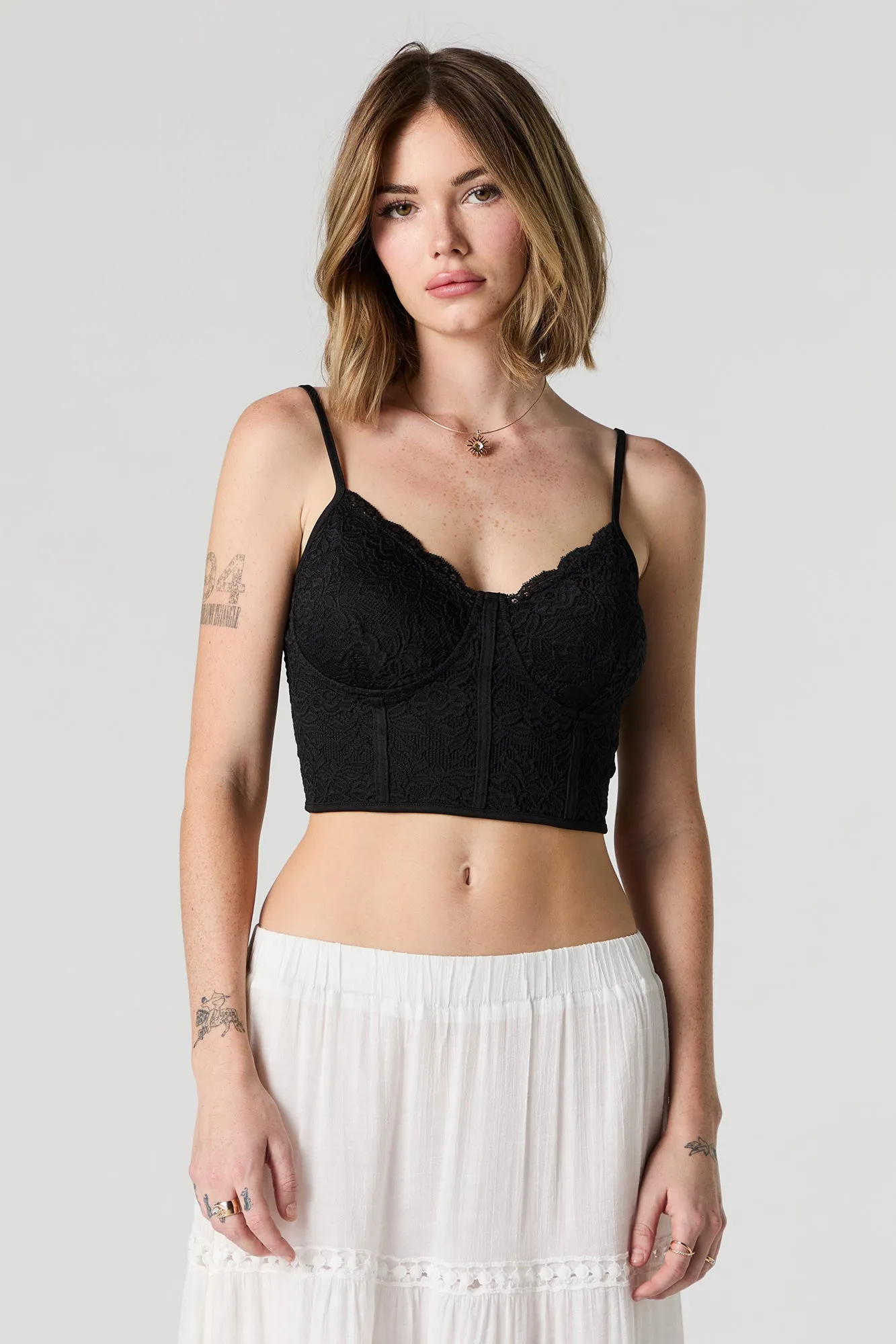 Lace Cropped Bustier Cami sold by Charlotte Russe product image thumbnail 4