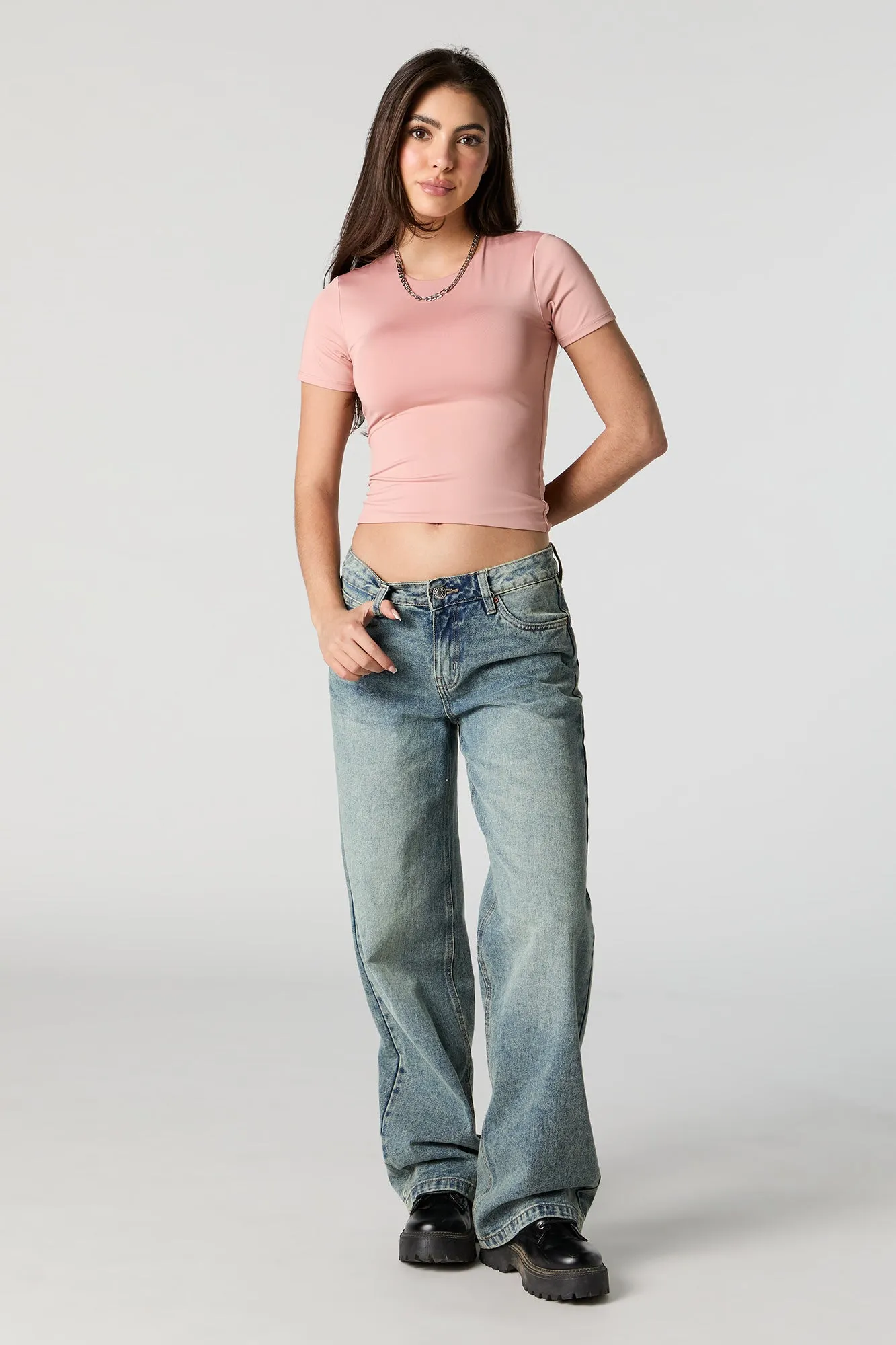 Contour Cropped Crewneck T-Shirt sold by Charlotte Russe product image thumbnail 3