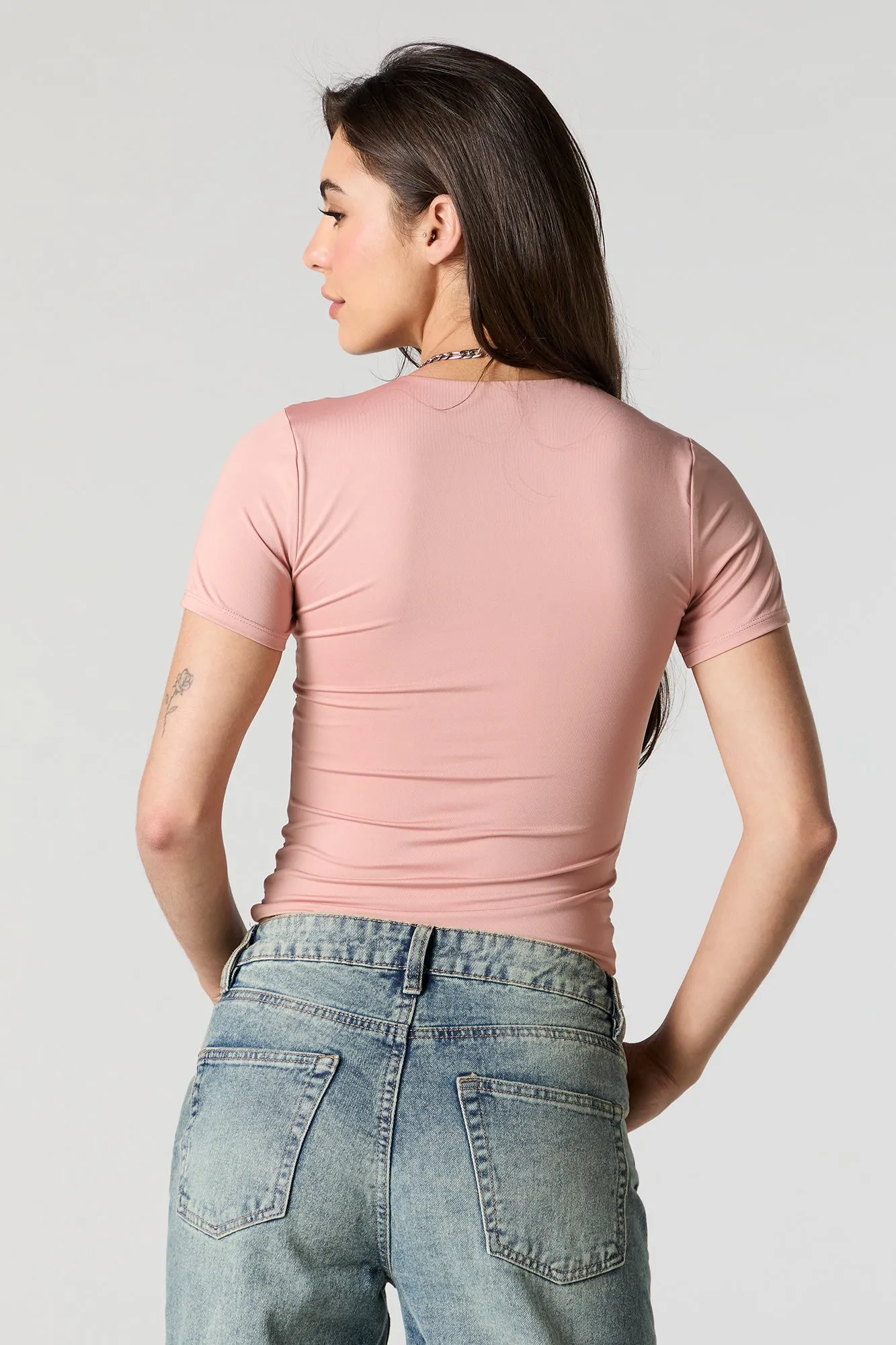 Contour Cropped Crewneck T-Shirt sold by Charlotte Russe product image thumbnail 2