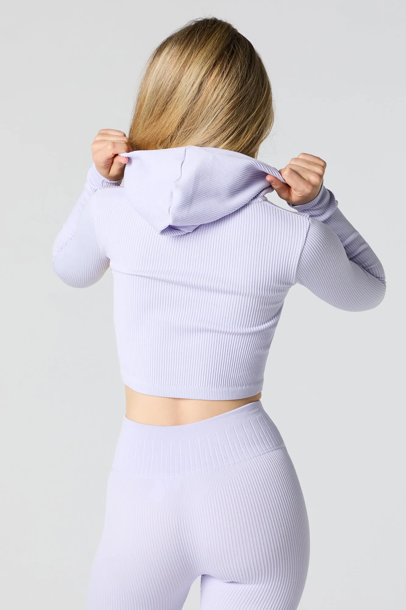 Active Seamless Ribbed Cropped Hoodie sold by Charlotte Russe product image thumbnail 2