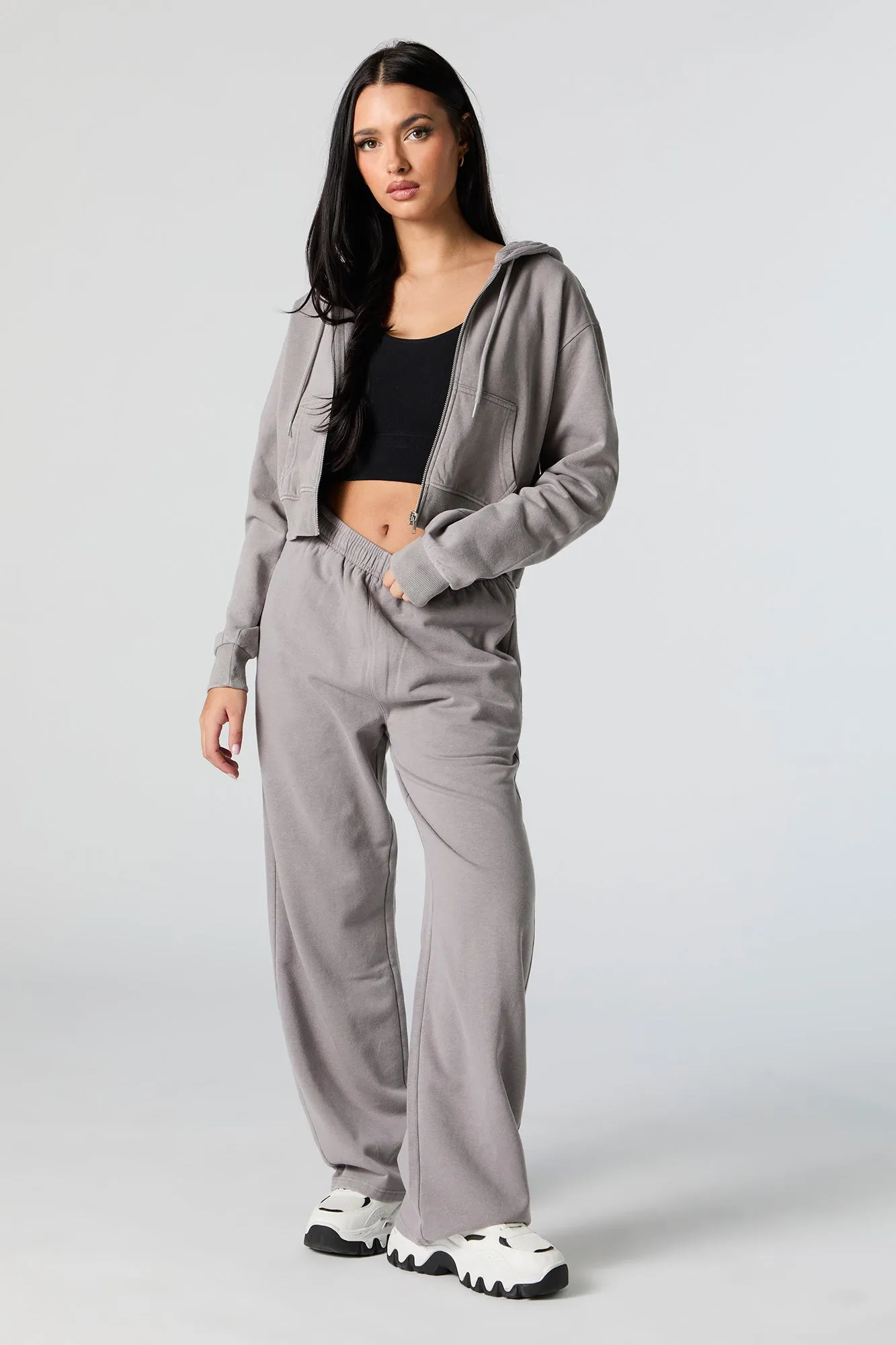Fleece Washed Wide Leg Sweatpant sold by Charlotte Russe product image thumbnail 5
