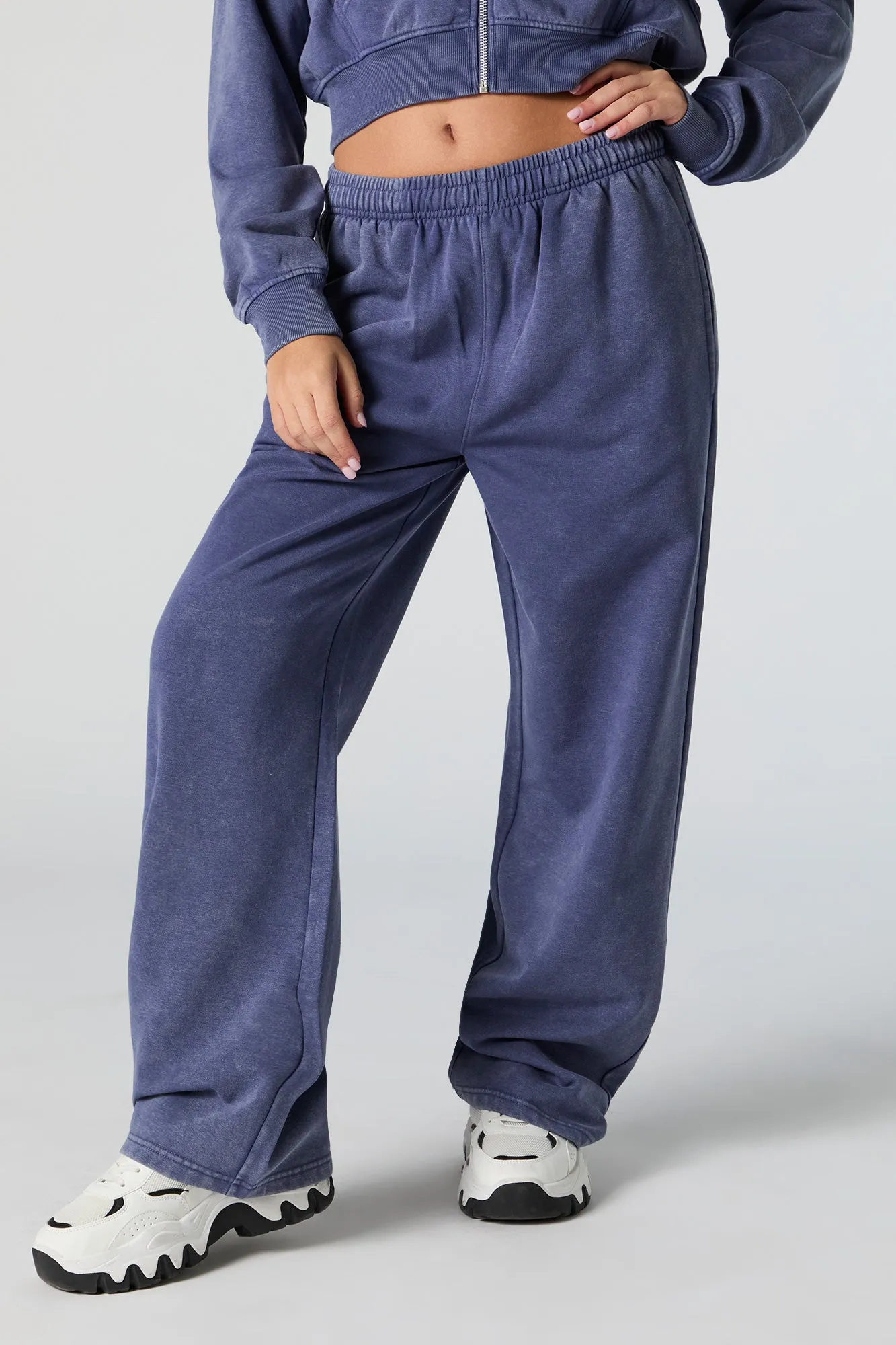 Fleece Washed Wide Leg Sweatpant sold by Charlotte Russe product image thumbnail 2