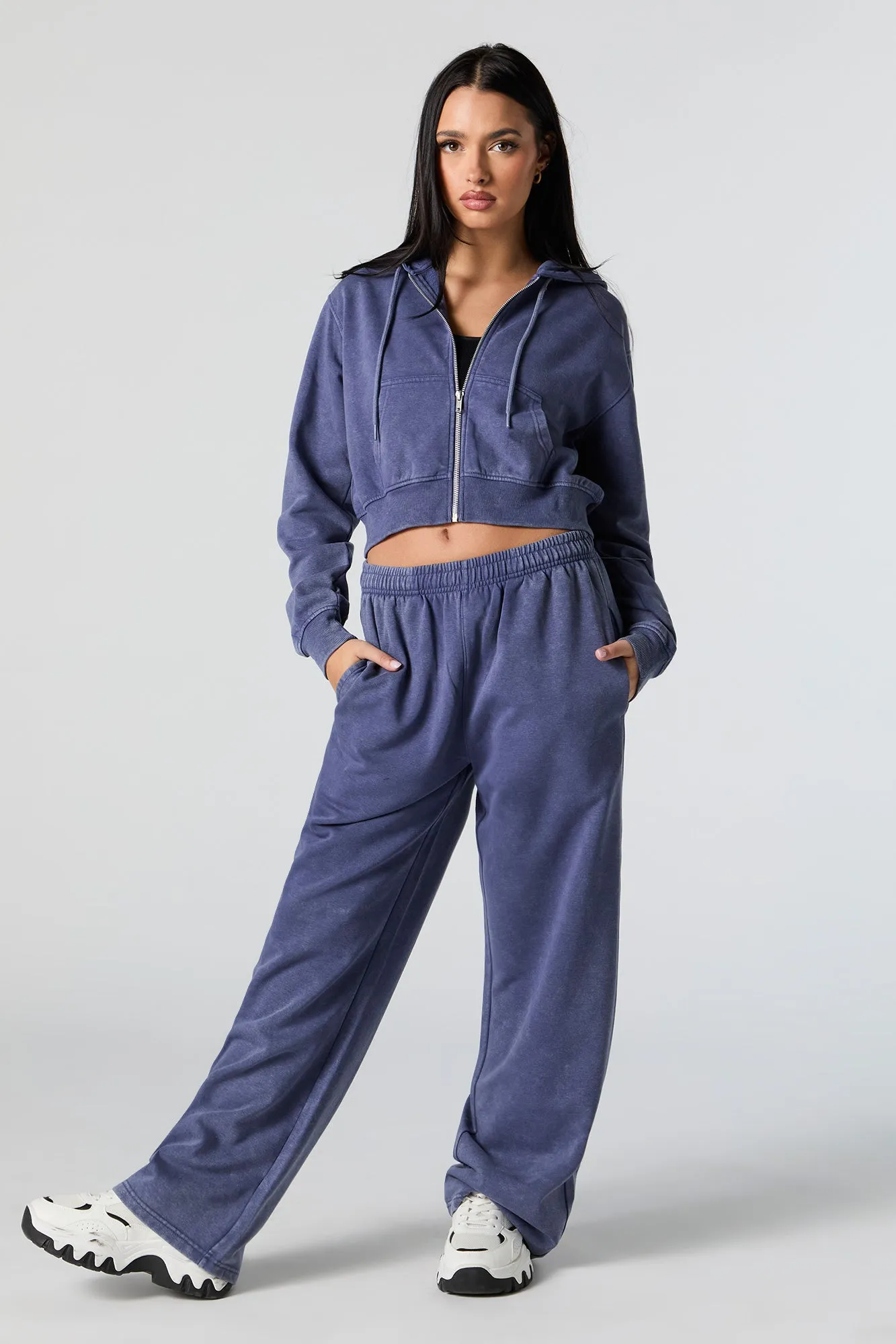 Fleece Washed Wide Leg Sweatpant sold by Charlotte Russe product image thumbnail 4