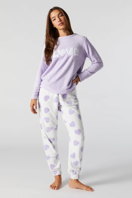 Love 2 Piece Plush Pajama Set sold by Charlotte Russe
