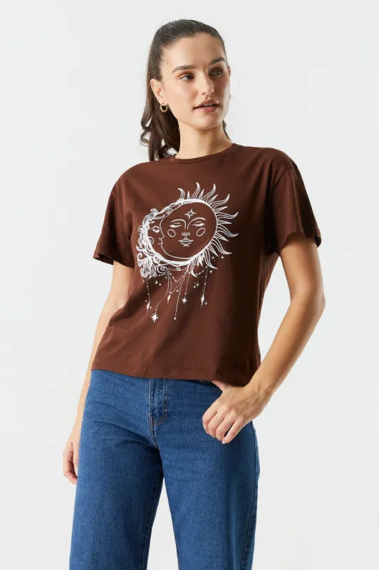 Mystic Moon And Sun Graphic Boyfriend T-Shirt sold by Charlotte Russe