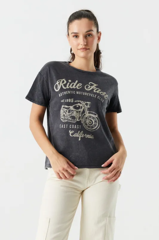 Ride Fast Graphic Boyfriend T-Shirt sold by Charlotte Russe