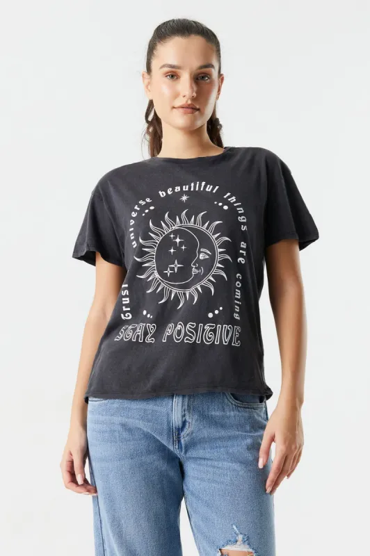Stay Positive Graphic Boyfriend T-Shirt sold by Charlotte Russe