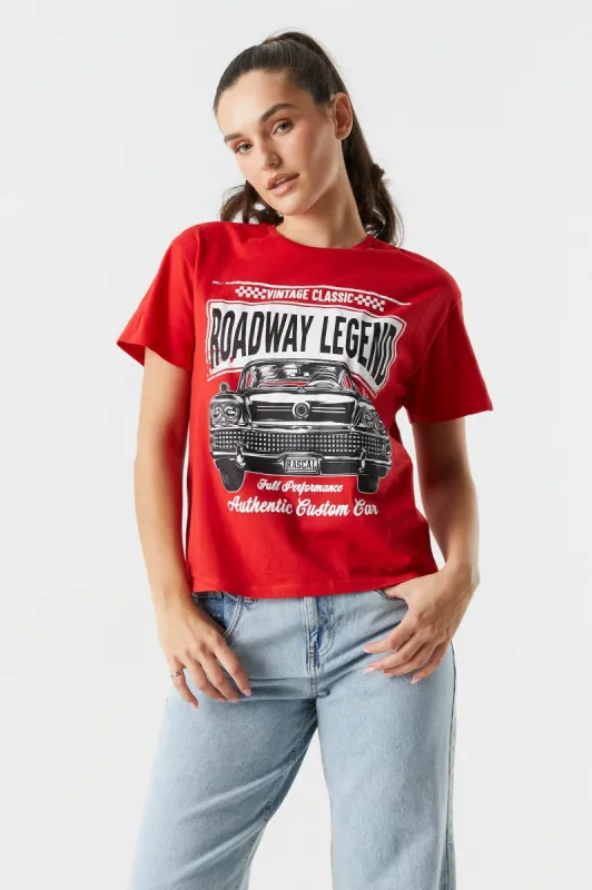 Roadway Legend Graphic Boyfriend T-Shirt sold by Charlotte Russe