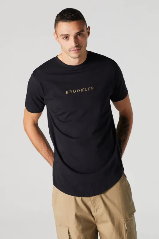 Brooklyn Graphic Longline Crew Neck T-Shirt sold by Charlotte Russe