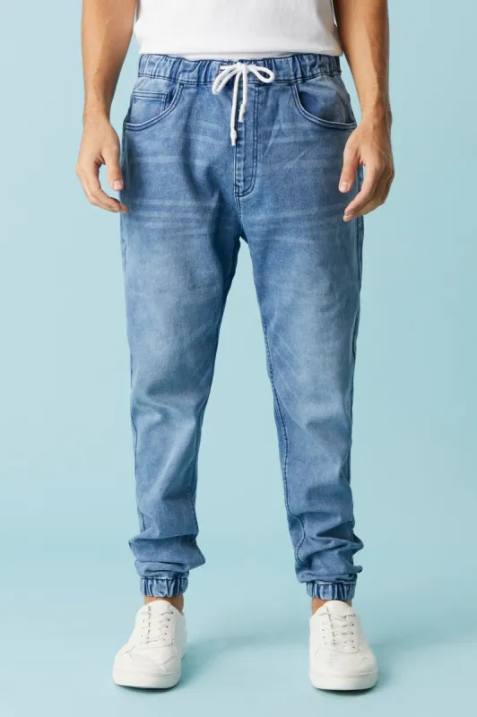 Basic Medium Wash Denim Knit Jogger sold by Charlotte Russe