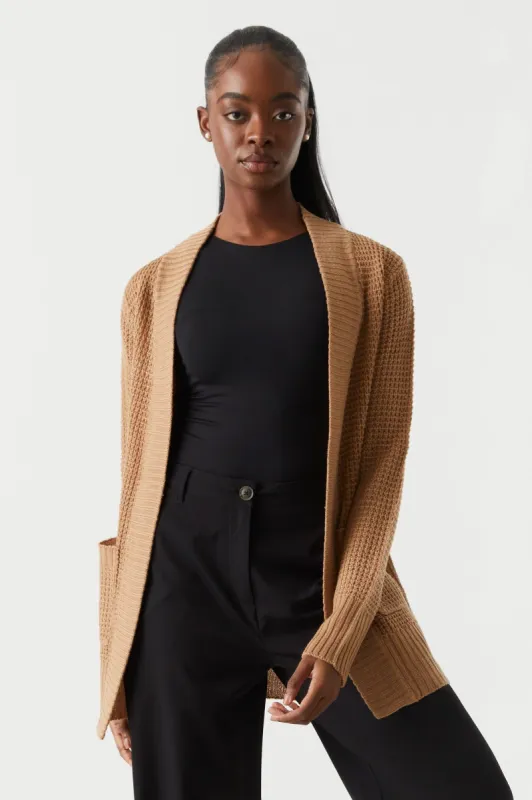Open Front Waffle Knit Cardigan sold by Charlotte Russe