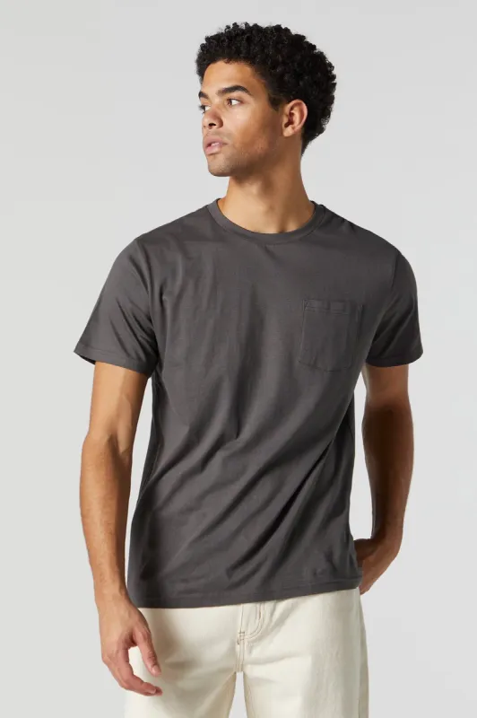 Chest Pocket Crew Neck T-Shirt sold by Charlotte Russe