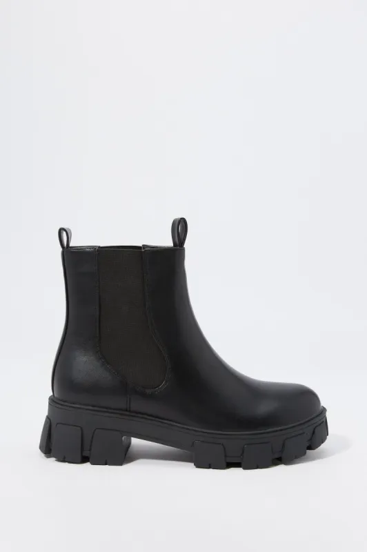 Faux Leather Lug Sole Boot sold by Charlotte Russe