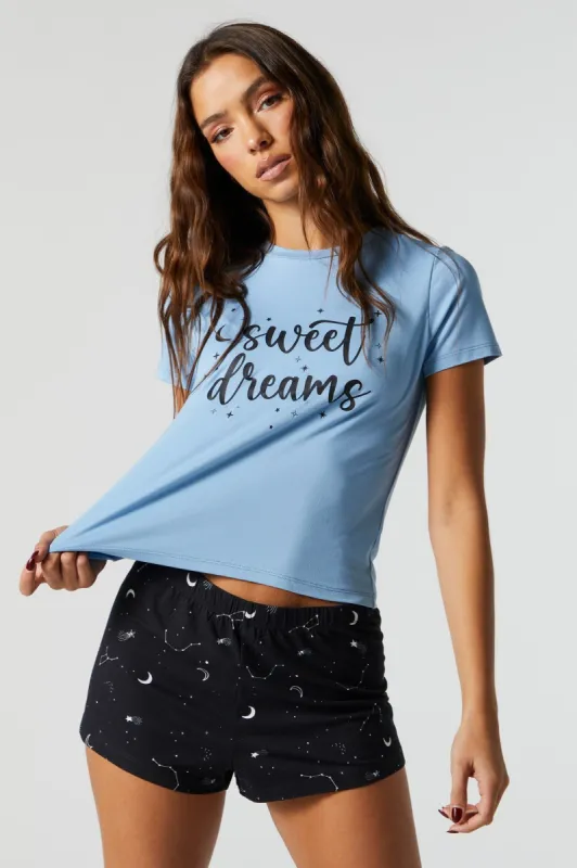 Sweet Dreams Graphic Pajama T-Shirt Set sold by Charlotte Russe