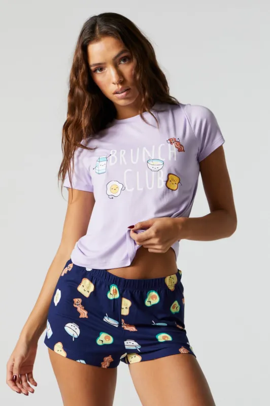 Brunch Club Graphic Pajama T-Shirt Set sold by Charlotte Russe