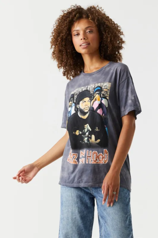 Boyz In The Hood Graphic Gray Tie-Dye T-Shirt sold by Charlotte Russe