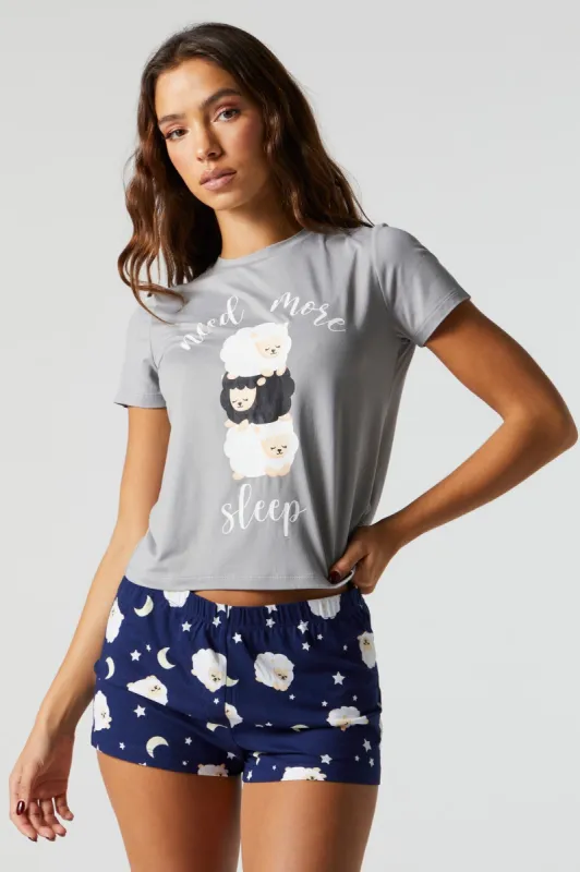 Sheepy Sleep Graphic Pajama T-Shirt Set sold by Charlotte Russe