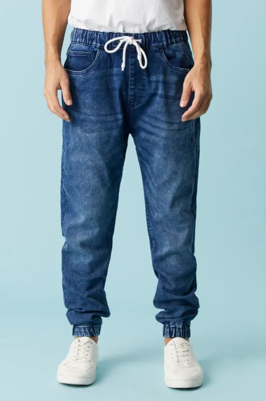 Basic Dark Wash Denim Knit Jogger sold by Charlotte Russe
