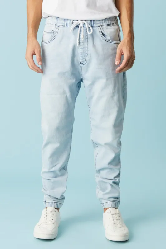 Basic Light Wash Denim Knit Jogger sold by Charlotte Russe