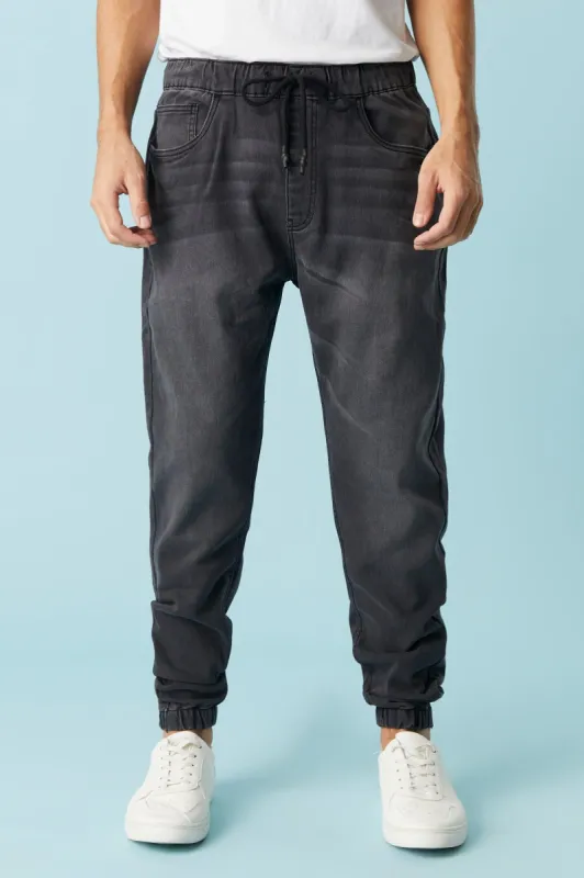 Basic Gray Wash Denim Knit Jogger sold by Charlotte Russe