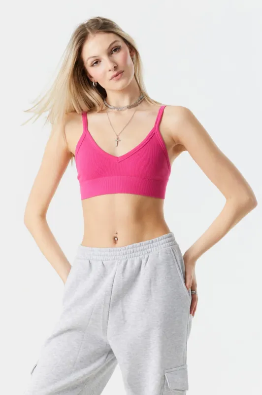 Ribbed Seamless V-Neck Bralette sold by Charlotte Russe