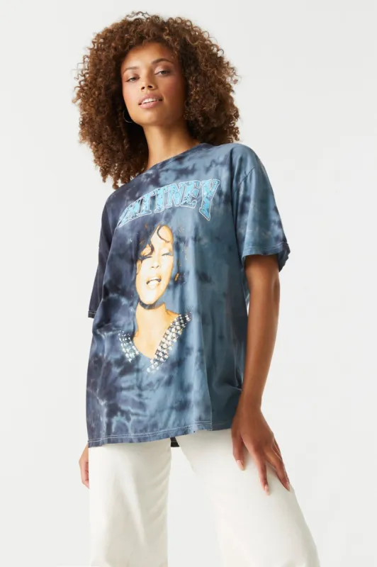 Whitney Houston Graphic Tie-Dye T-Shirt sold by Charlotte Russe