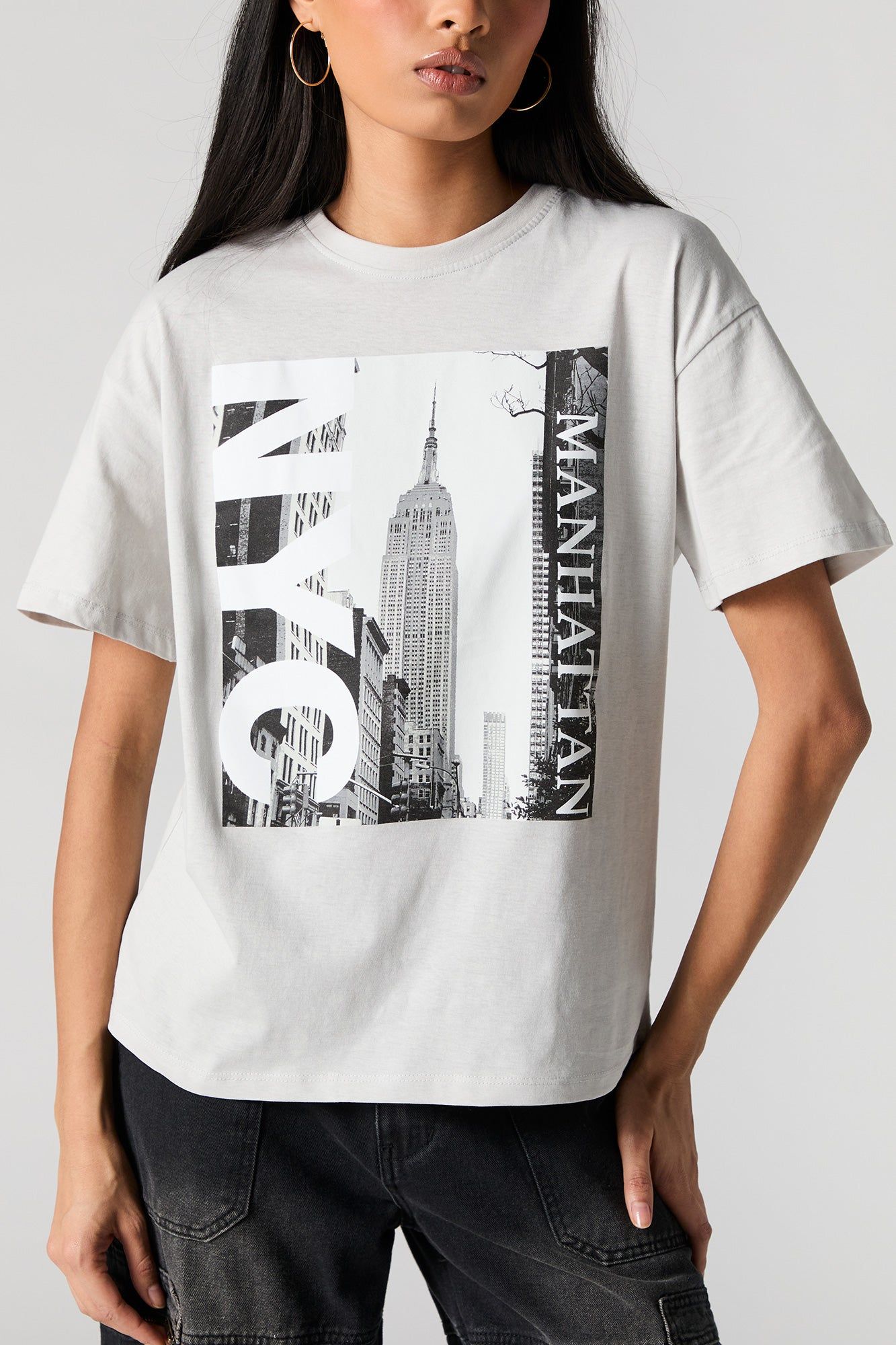 Manhattan Graphic Boyfriend T-Shirt sold by Charlotte Russe