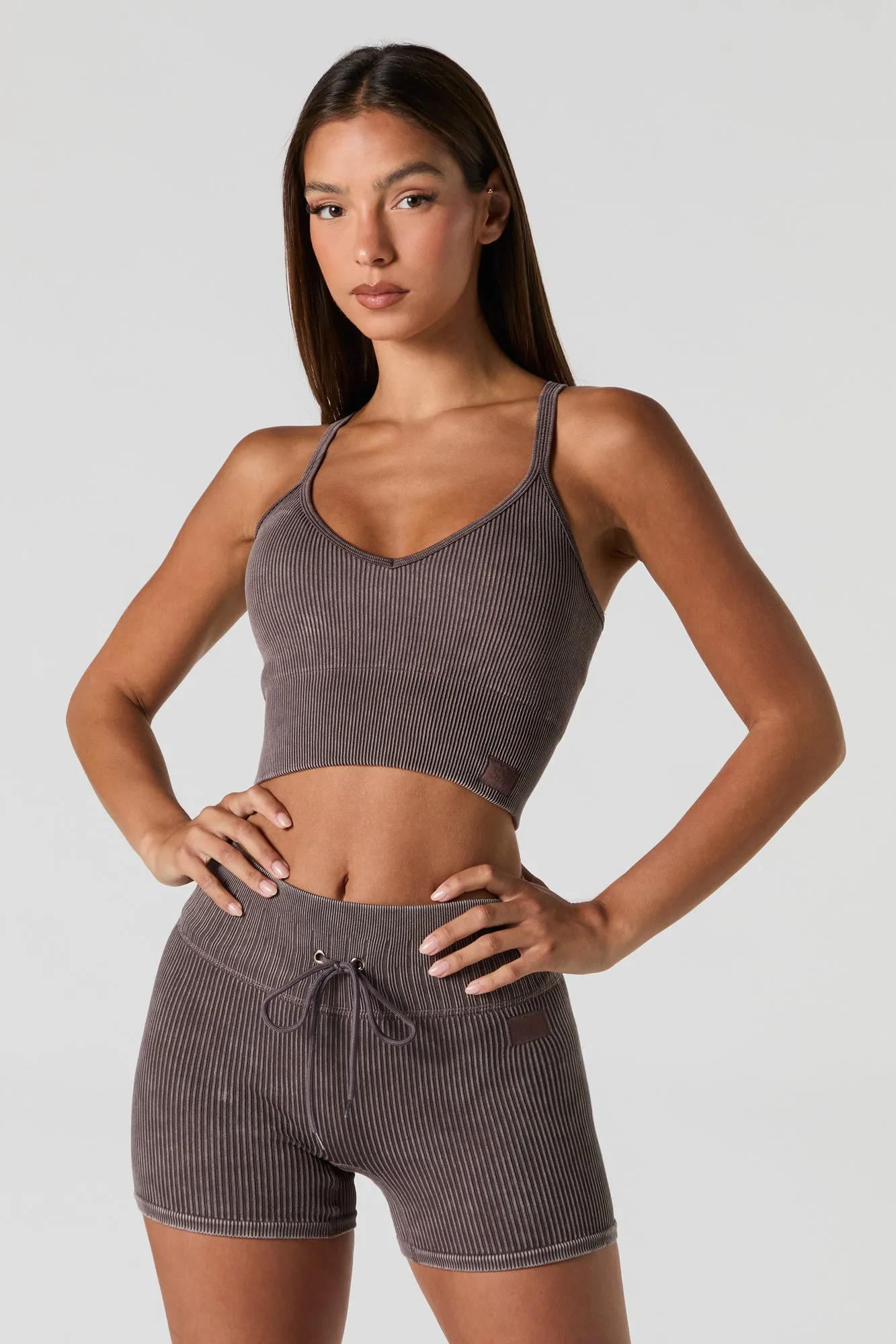 Sommer Ray Active Seamless Ribbed V-Neck Tank sold by Charlotte Russe product image thumbnail 5