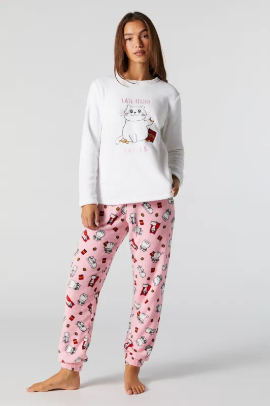 I Love My Bed 2 Piece Plush Pajama Set sold by Charlotte Russe