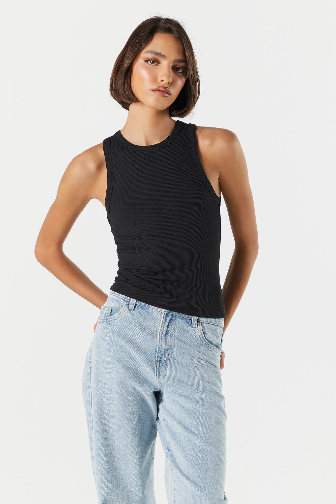 Ribbed High Neck Tank sold by Charlotte Russe product image thumbnail 4