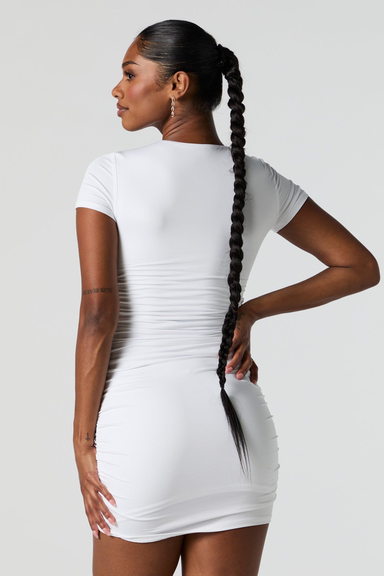 Contour Short Sleeve Ruched Mini Dress sold by Charlotte Russe product image thumbnail 2