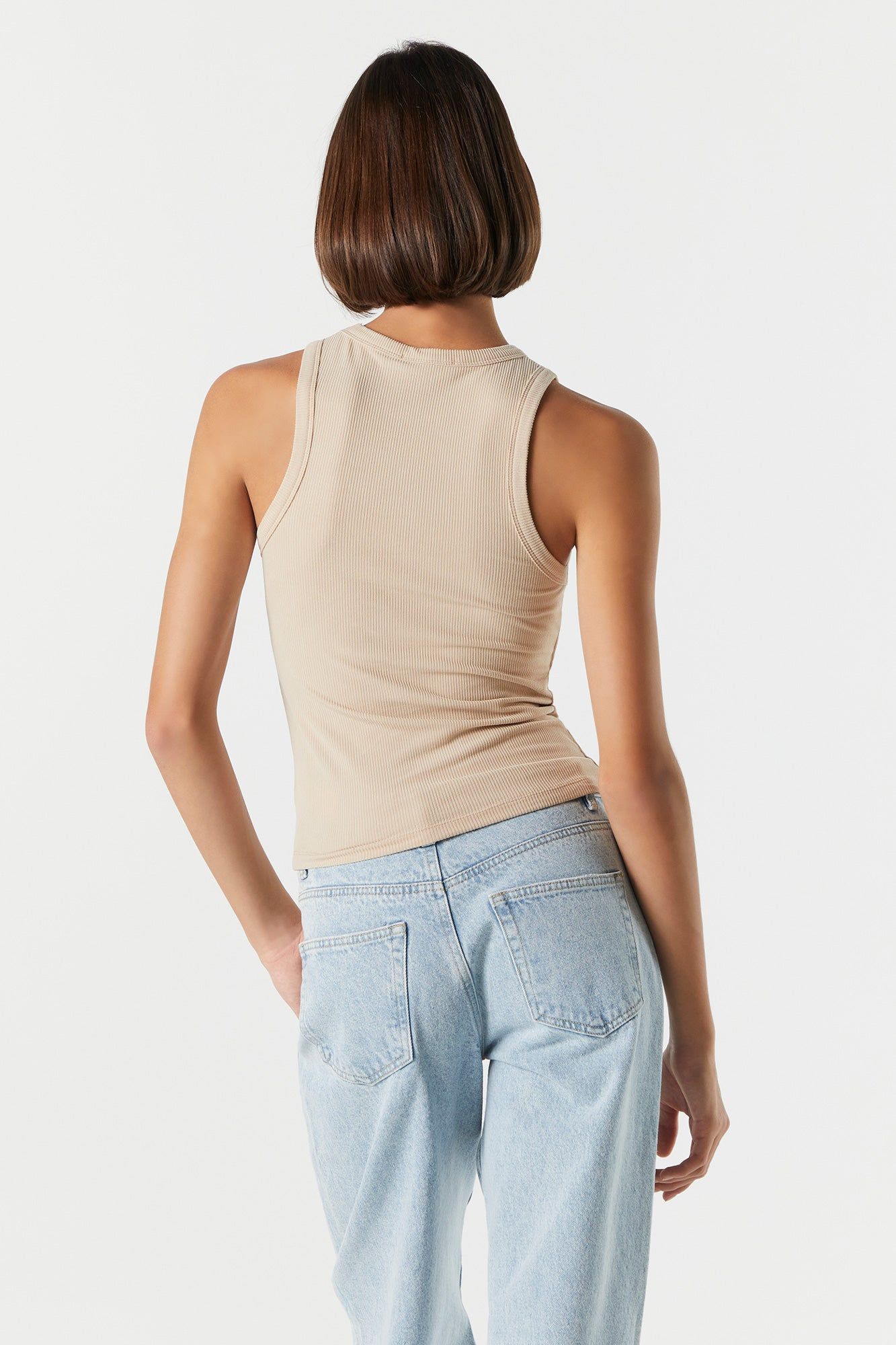 Ribbed High Neck Tank sold by Charlotte Russe product image thumbnail 2