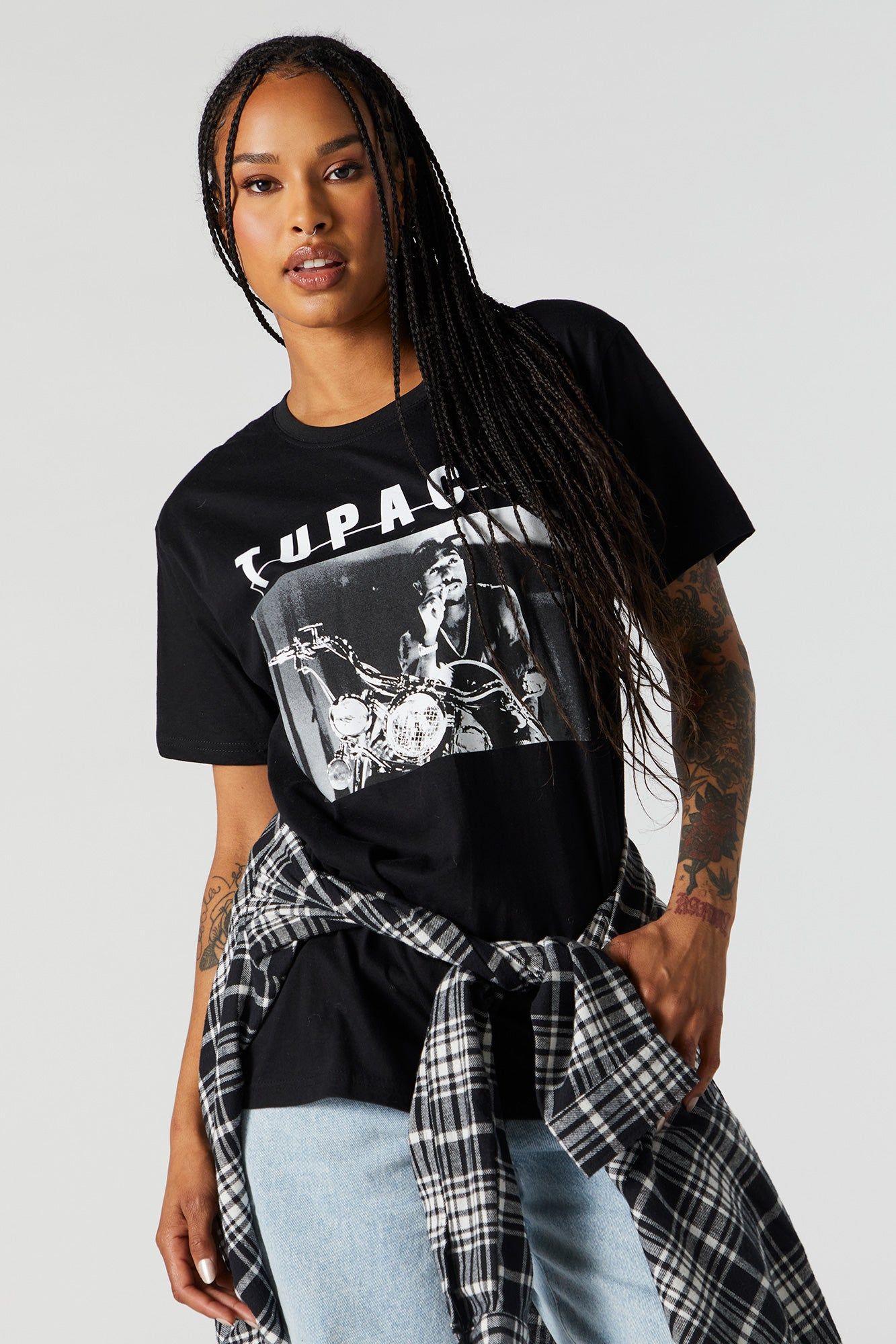 Tupac Graphic Boyfriend T-Shirt sold by Charlotte Russe