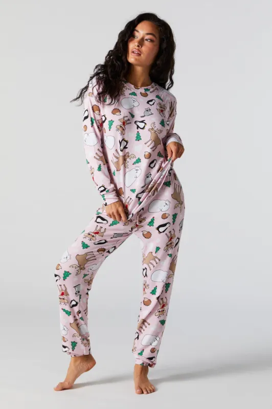 Christmas Animal Print 2 Piece Pajama Set sold by Charlotte Russe