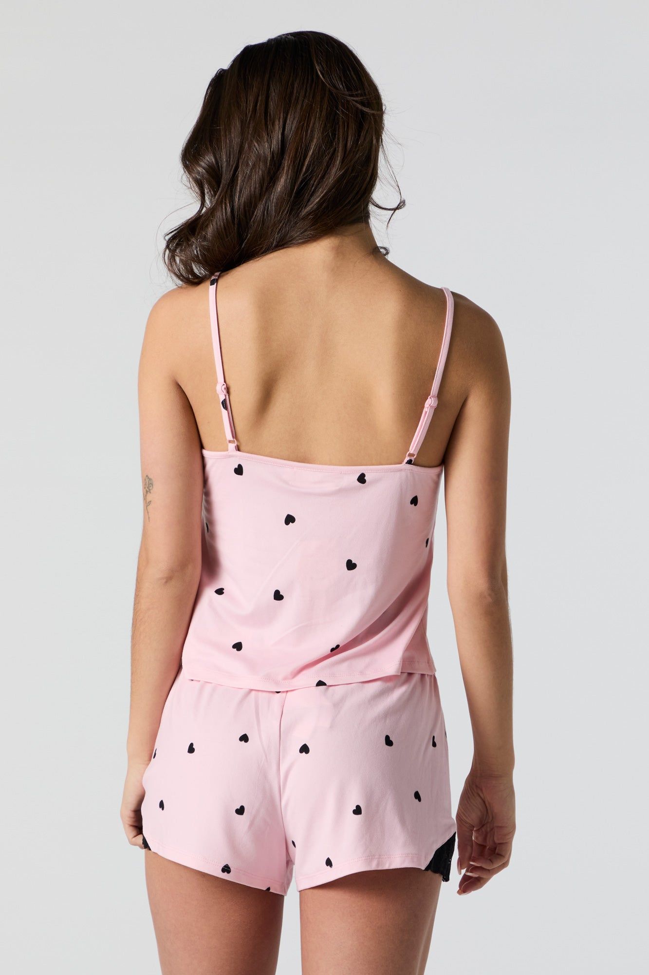 Heart Print Lace Trim 2 Piece Pajama Set sold by Charlotte Russe product image thumbnail 5