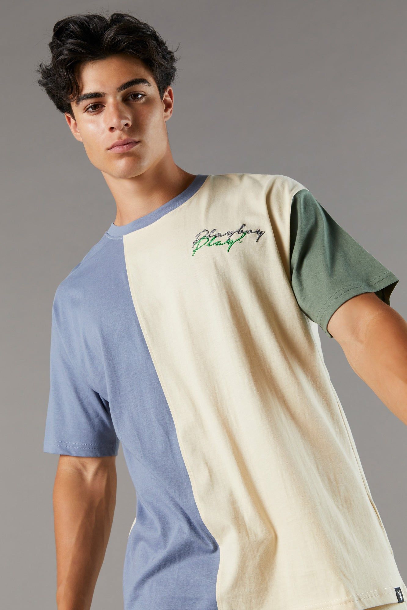 Playboy Colourblock Graphic T-Shirt sold by Charlotte Russe