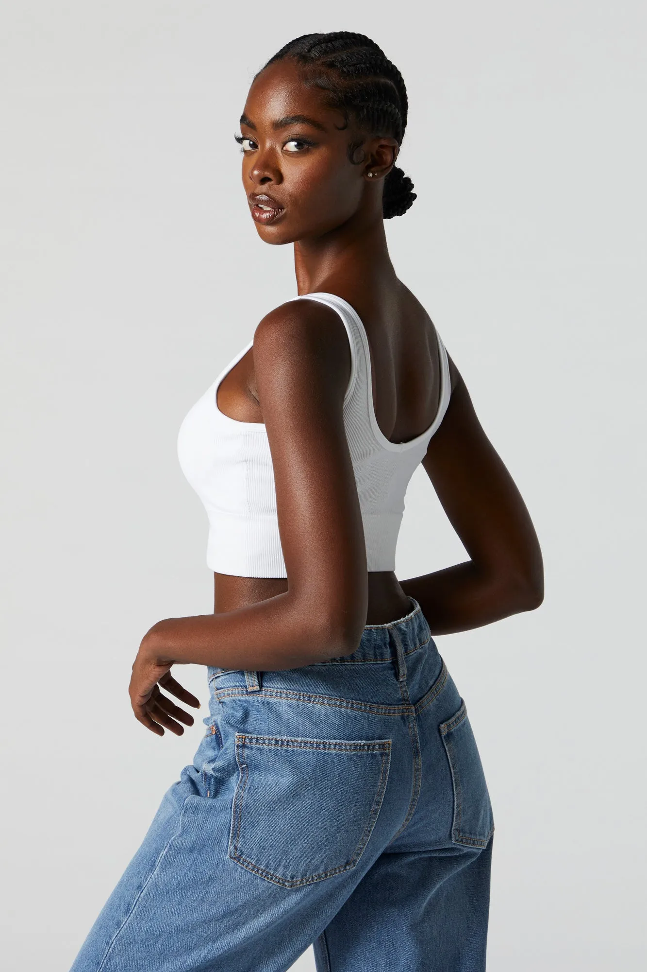 Ribbed Padded Scoop Neck Tank sold by Charlotte Russe product image thumbnail 5