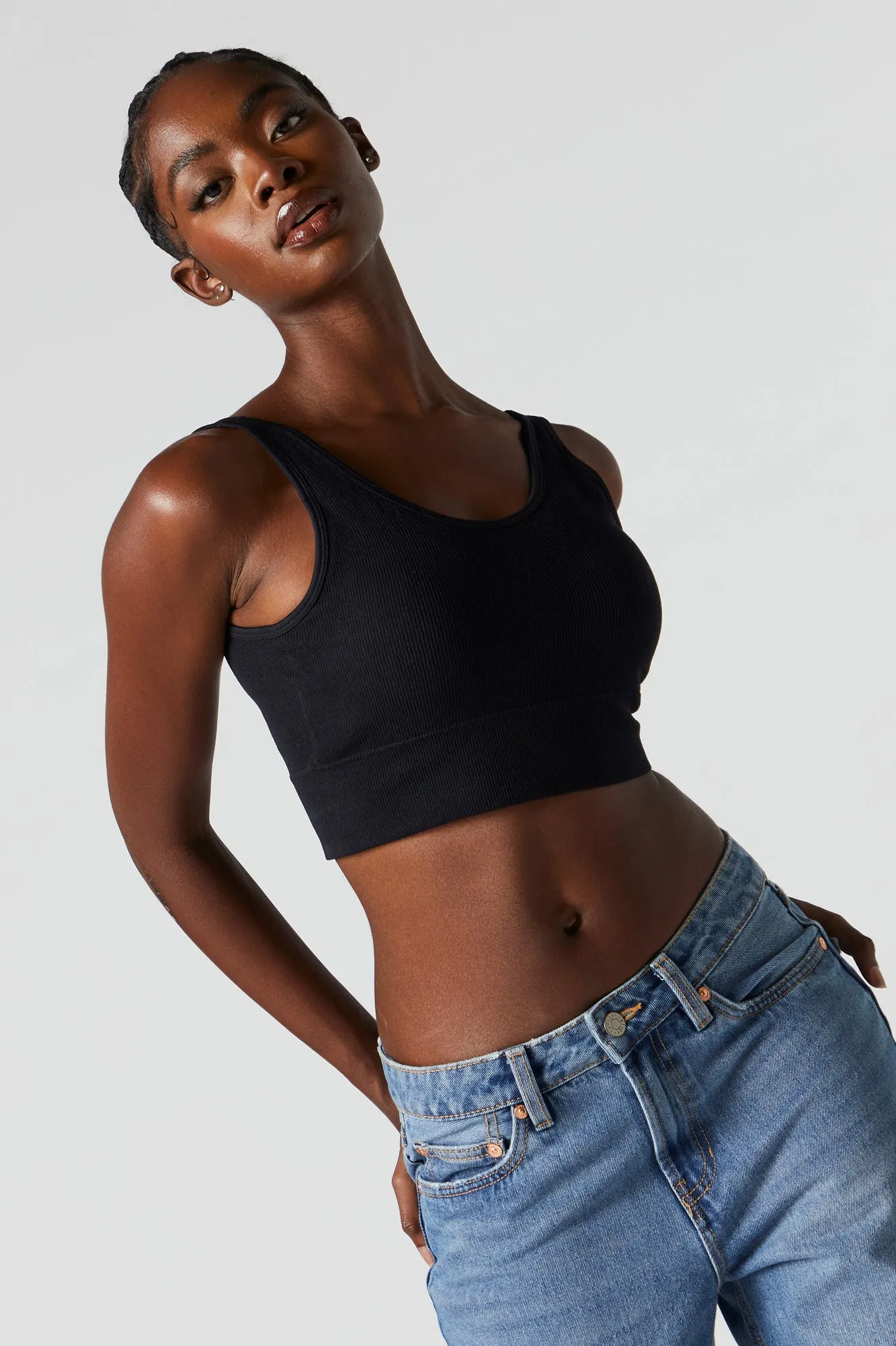 Ribbed Padded Scoop Neck Tank sold by Charlotte Russe