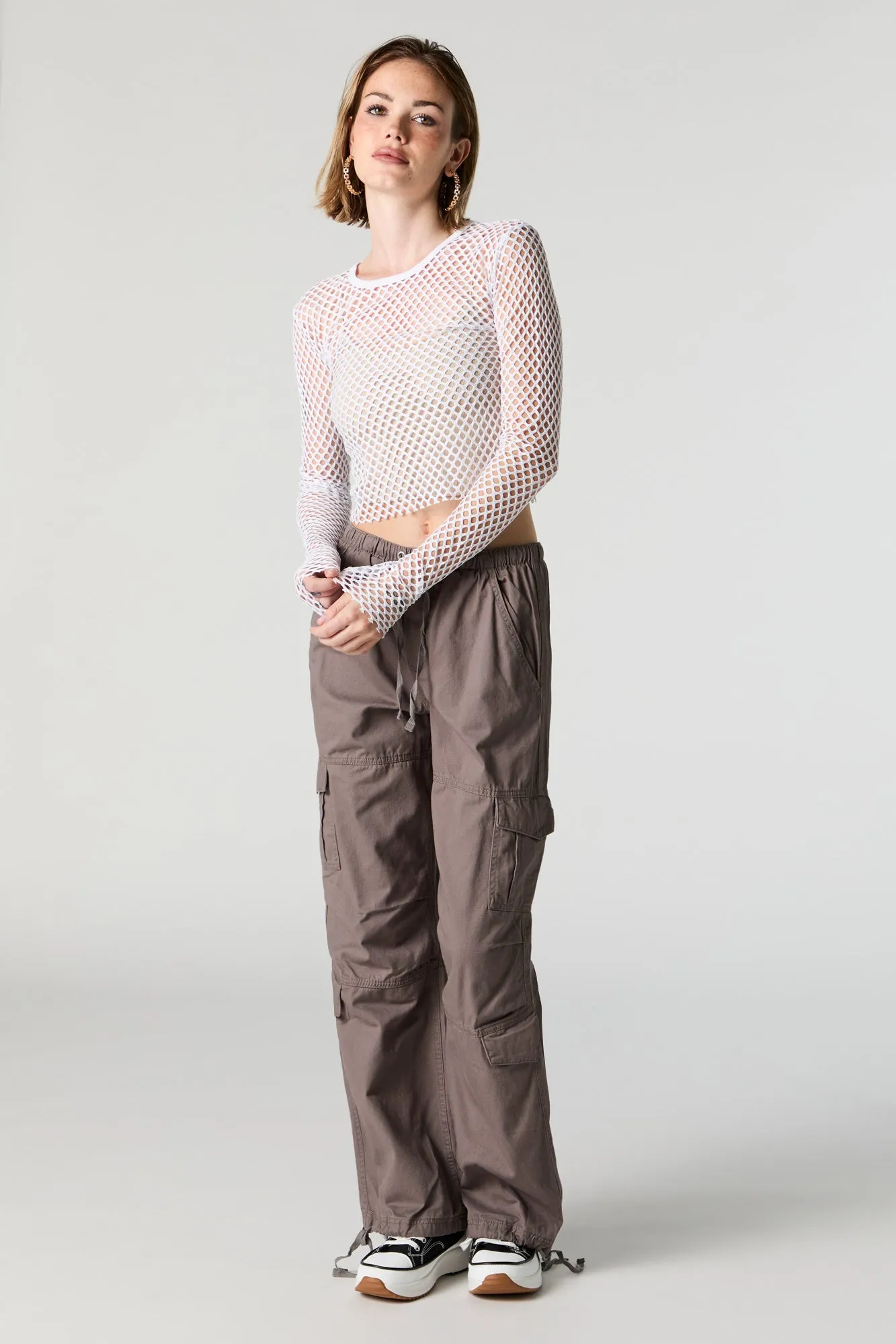 Wide Fishnet Long Sleeve Crop Top sold by Charlotte Russe product image thumbnail 3