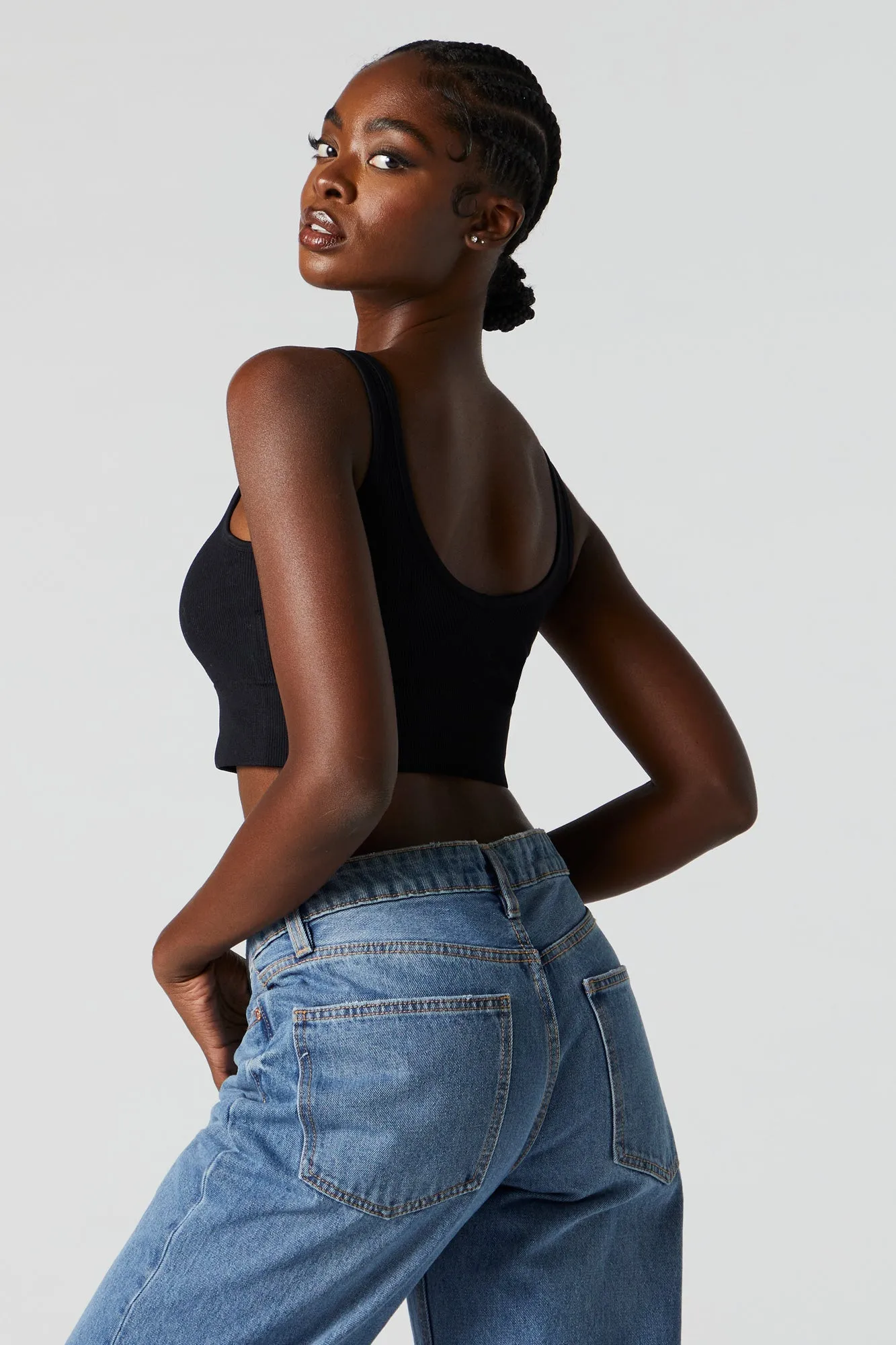 Ribbed Padded Scoop Neck Tank sold by Charlotte Russe product image thumbnail 2