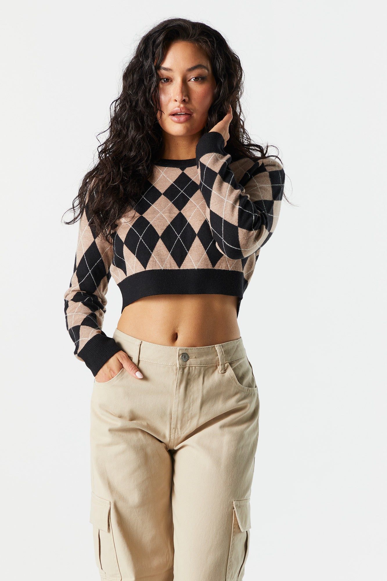 Cropped Argyle Sweater sold by Charlotte Russe