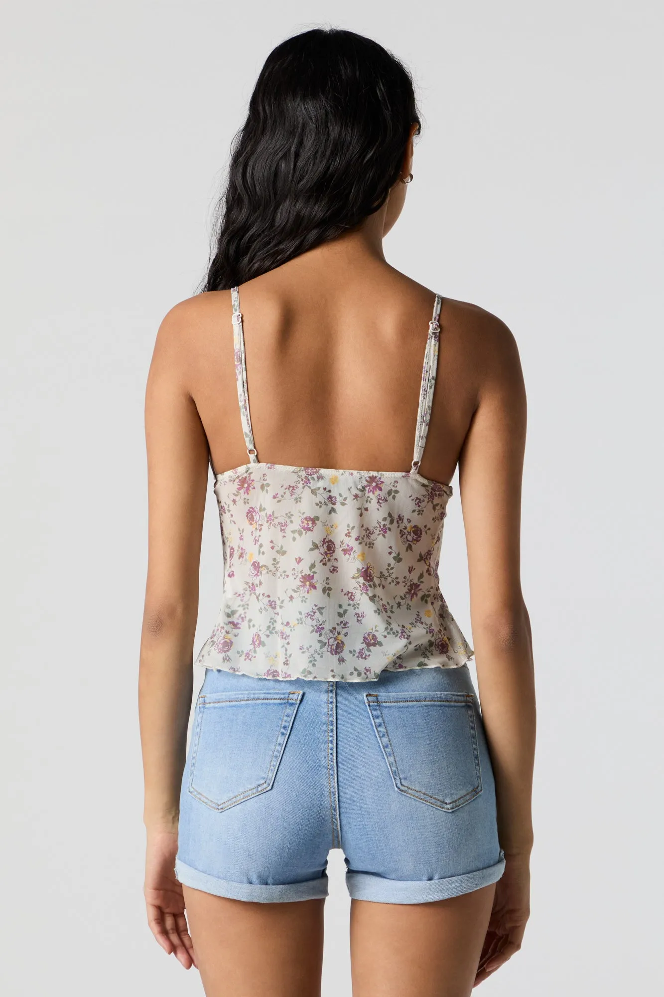 Floral Mesh V-Neck Tank sold by Charlotte Russe product image thumbnail 2