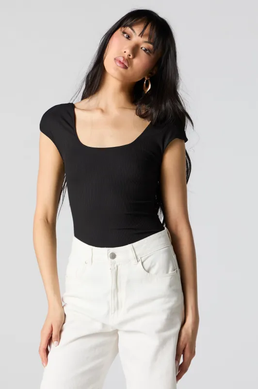Contour Ribbed Cap Sleeve Bodysuit sold by Charlotte Russe